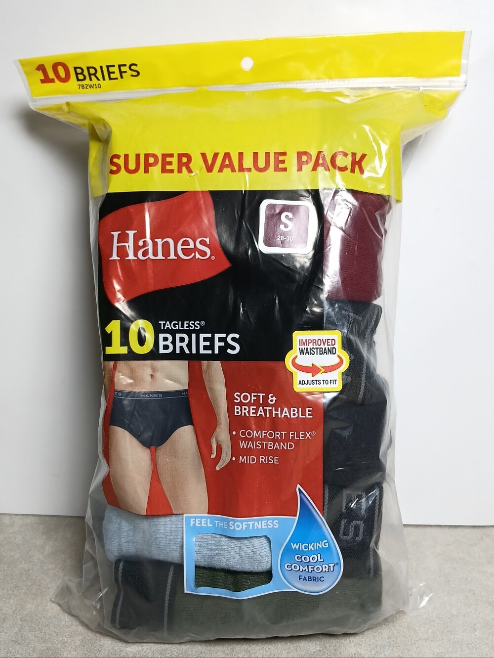 New! Hanes Mens Tagless 10 Briefs Super Value Pack Comfort Flex Waistband Size S